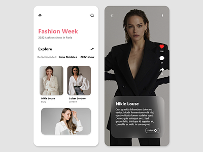 Fashion App app design ui ux web