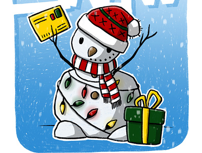 Snowman christmas design illust illustration lettering new year poster snow snowman
