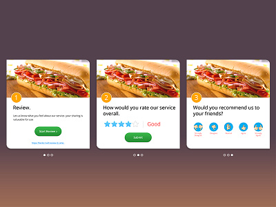 Review Popup screen-Daily UI carousel daily ui feedback food ui manish dhiman popover popup ratings review subway ux visual design