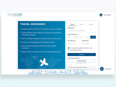 Travel insurance landing page