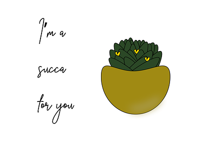 Succa for you card graphic design hearts love no red or pink plants succa valentines