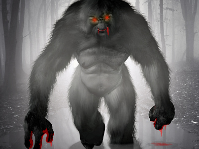 Swamp Monster Illustration bigfoot book cover horror monster sasquatch