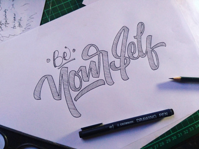 Sketch Lettering "Be Yourself" animation app branding calligraphy design flat font graphic design handlettering icon illustration lettering logo minimal type typography ui ux vector web
