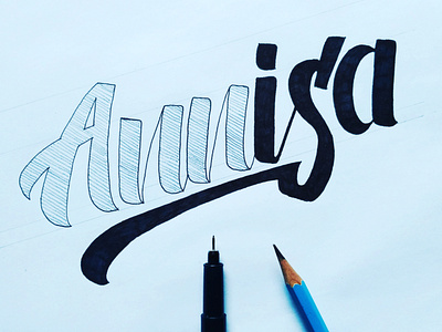 Lettering Sketch "Annisa" 3d animation branding calligraphy clean design font graphic design handlettering illustration illustrator lettering logo minimal motion graphics type typography ui ux vector