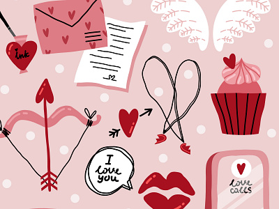 Set Valentine's Day adobefresco art design digital illustration illustrator stockmarket vector