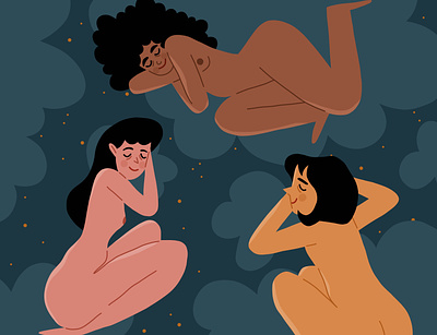 The dream of three girls adobefresco art design digital illustration illustrator stockmarket vector