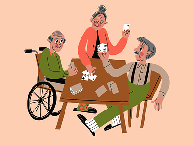 Old people play cards adobefresco art design digital illustration illustrator stockmarket vector