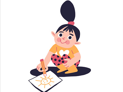 The girl draws adobefresco art design digital illustration illustrator logo stockmarket ui vector