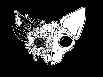 Sunflower Sphynx Skull animal skull bald cat dark arts hairless cat mysterious mystical skull sphynx sphynx cat sunflower