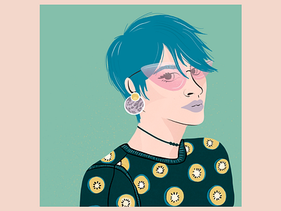 Teal Haired Girl - Illustrative portrait