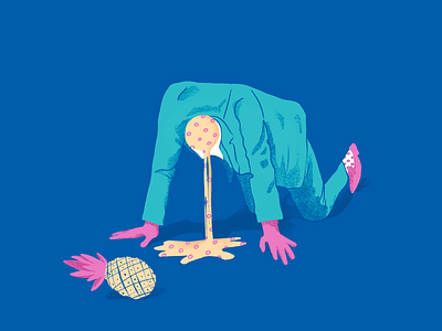 Off With His Pineapple abstract concept conceptual corporate decapitated digital illustration odd pineapple product illustration spot illustration suit surreal texture weird