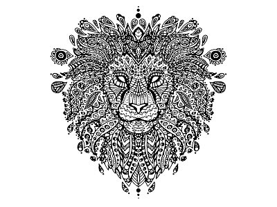 Lion Mandala black and white circles creative drawing ink lion lion mandala mandala spots