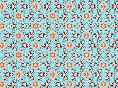 Floral Kaleidoscopic Pattern floral flowers hexagon kaleidoscope pattern surface design