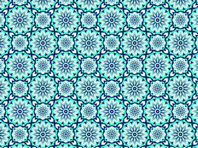 Teal and Navy - Floral Pattern Design