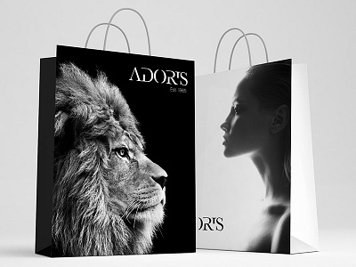 Adoris Bags Branding black and white branding lion logo shopping bag typography