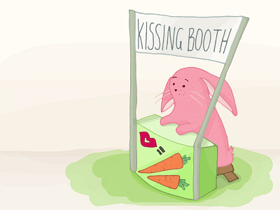 Bunny in a Kissing Booth adorable bunny cute drawing hare illustration rabbit sweet