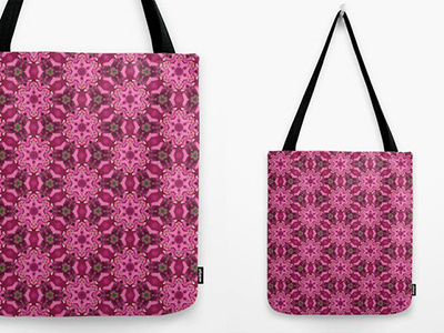 Pink Floral Pattern Design floral flowers kaleidoscopic pattern pink punk pattern tote
