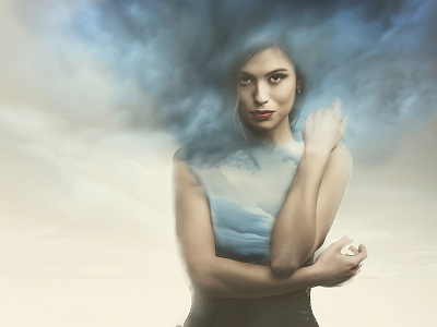 Here Comes the Storm bold girl clouds dark clouds double exposed double exposure elegant girl portrait stormy weather