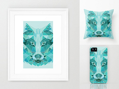 Emerald Wolf animal digital illustration emerald illustration poly polygonal teal wolf