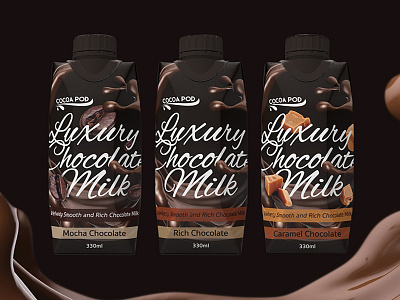 Luxury Chocolate Milk - Whole Range caramel chocolate chocolate milk coffee drink luxury mocha packaging packaging design tetra pak
