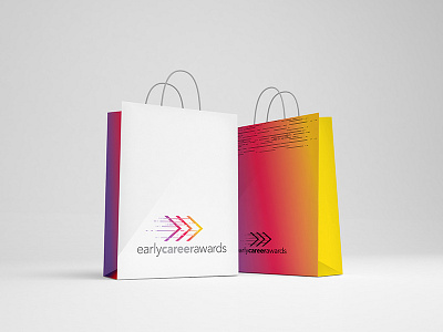 Early Career Awards Logo and Carrier Bag Design bag branding bright colorful fancy gradient logo logo design movement shopping visual identity