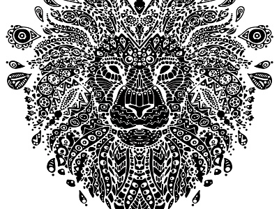 Inverted Lion Mandala black and white circles creative drawing ink lion lion mandala mandala spots