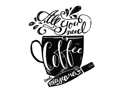 Coffee And Mascara Lettering brush lettering caffeine coffee coffee cup coffee quote hand lettering hand lettering art harry potter lettering make up mascara