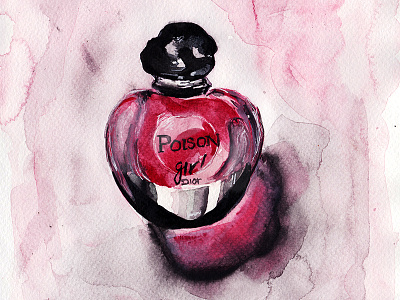 Poison Girl by Dior - Perfume Bottle Watercolor Illustration art dior fashion fashion illustration illustration perfume perfume bottle poison poison girl watercolor watercolor illustration