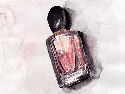 Si by Giorgio Armani - Perfume Bottle Illustration armani art fashion fashion illustration giorgio armani illustration perfume perfume bottle si watercolor watercolor illustration