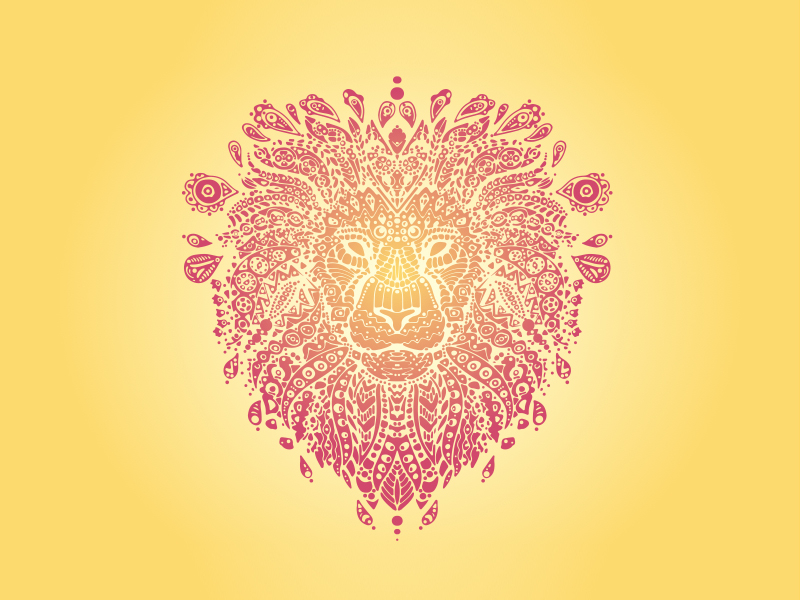 Lion Mandala - Orange and Red adult colouring book circles creative drawing hindu ink lion lion mandala mandala meditation spots