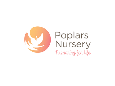 Poplars Nursery Logo Concept bird logo caring gentle kindergarten nursery nursery logo preschool warm