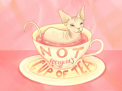 Not everyone's cup of tea - Sphynx Cat Illustration