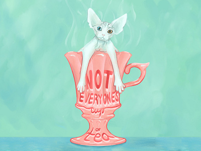 Not Everyone's Cup of Tea - Part 3 cat cat illustration cup digital illustration hairless procreate procreate illustration shiny sphynx sphynx cat sphynx kitten tea victorian