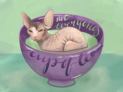 Not Everyone's Cup of Tea - Part 4 cat illustration digital illustration green tea hairless cat matcha matcha tea procreate procreateapp sphynx sphynx cat tea lovers traditional asian