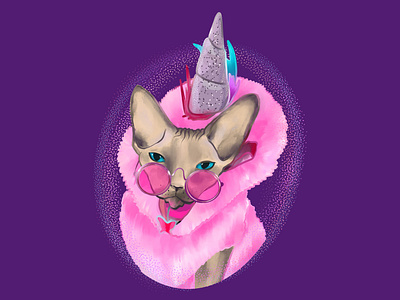 Fabulous Caticorn bubble gum pink cat caticorn cool cat costume fuzzy hairless cat hoodie pink pink cat shades sunglasses unicorn