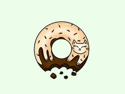 Chocolate Cat Doughnut with Vanilla Icing