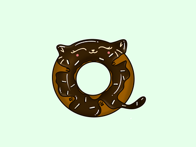 Chocolate Kitty Doughnut with Sprinkles cat chocolate dessert illustration doughnut food illustration kawaii kitty sprinkles sweets vanilla