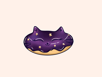 Galaxy Cat Doughnut cat desserts digital illustration doughnut food illustration galaxy icing jam kawaii kawaii food kitty space spot illustration stars