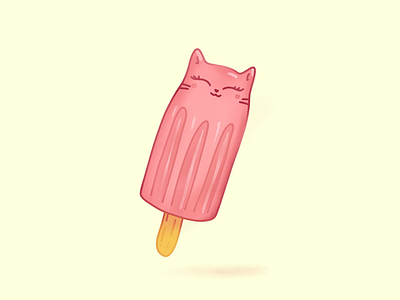 Ice Lolly Kitty animal cat cute food dessert food illustration ice lolly kawaii food kitty pink product illustration spot illustration sweet warm