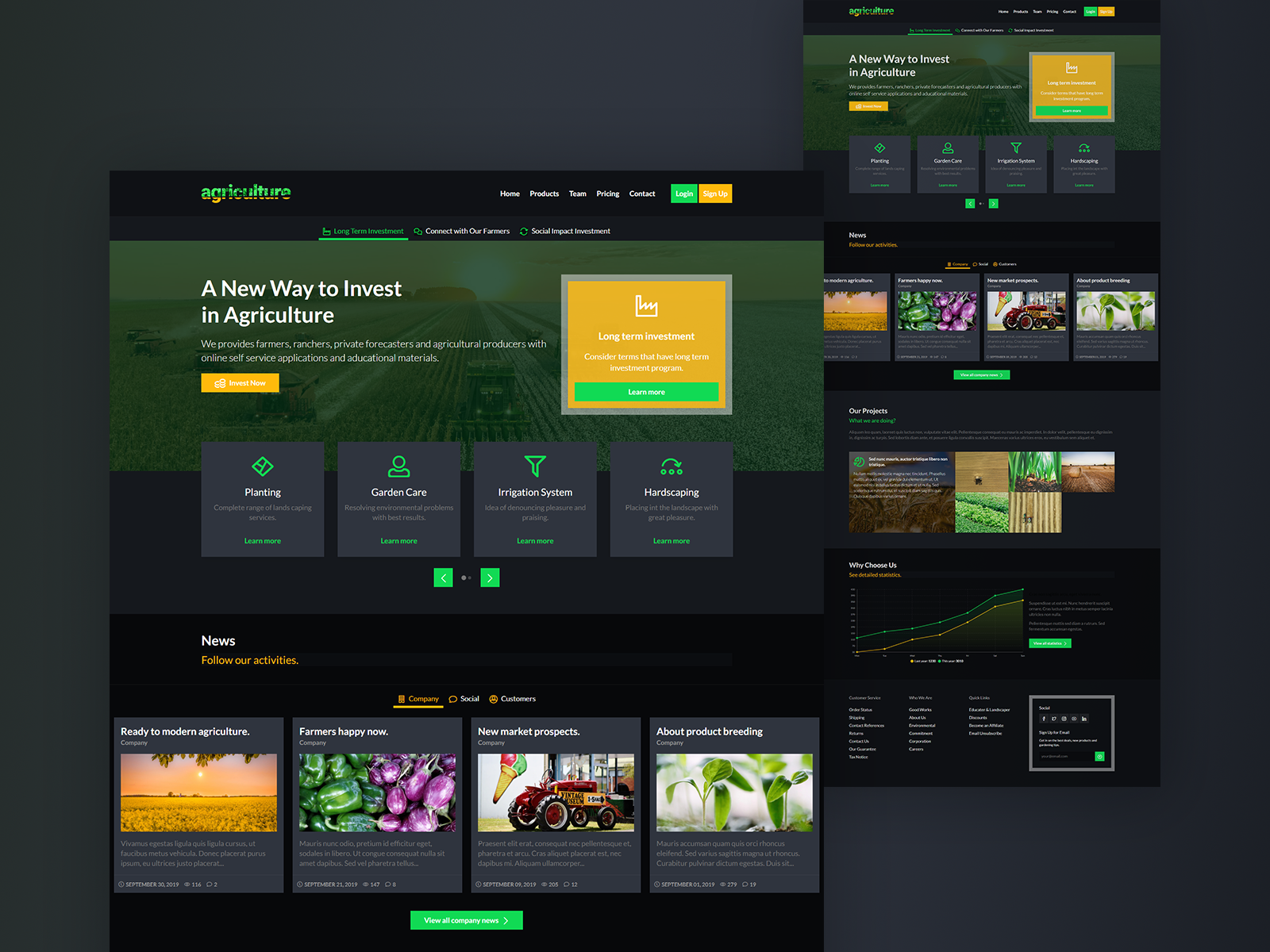 Landing Page - Agriculture Dark Mode by Emin Yuce on Dribbble