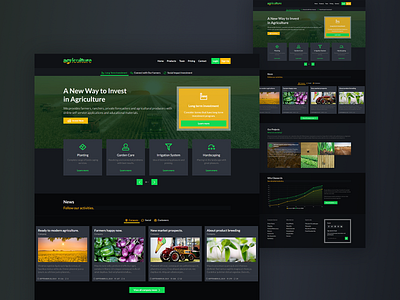 Landing Page - Agriculture Dark Mode agriculture farm gardener gardening homepage landing page responsive page ui ux visual page web design