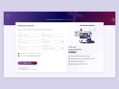 Sign Up Page account company forms join login page responsive signup ui ux web design work