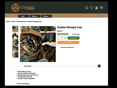 Cat Hats E-Commerce Product Display Page branding cat dailyui design figma logo pdp ui