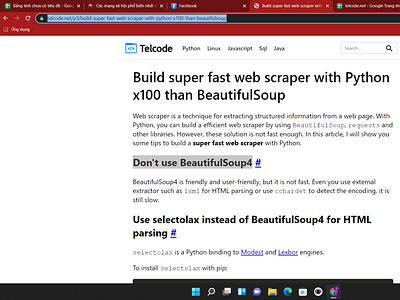 Xây dựng trình quét web siêu nhanh với Python x100 hơn Beautiful
