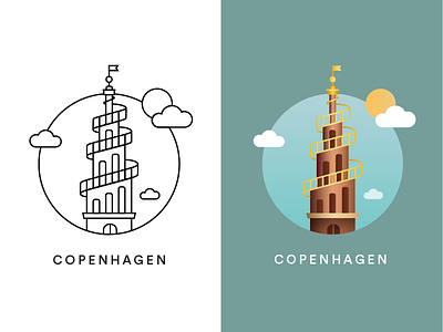 Befoolish Dribbble Copenhagen 14 building church city copenhagen denmark europe icon icon kit illustration