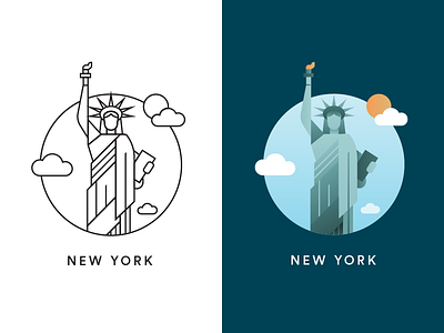 New York city icon america city culture glyph icon liberty new york statue usa