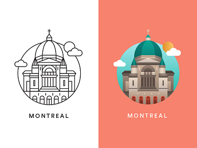 Montreal city icon attractions building canada church city glyph icon illustration montreal north town