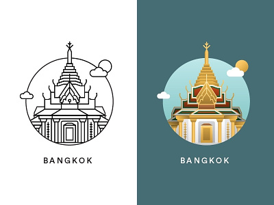 Bangkok city icon bangkok city history icon illustration landmark thailand town