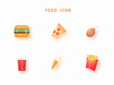 FOOD ICON food icon french fries fried chicken hamburger ice cream icon illustration pizza ui