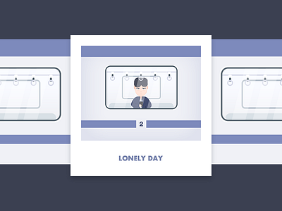 Lonely Day 2d boy car character day design icon illustration lonely metro practice purple subway vector white windows work